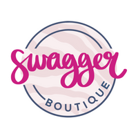 Logo of Swagger Boutique with pink text on a white background