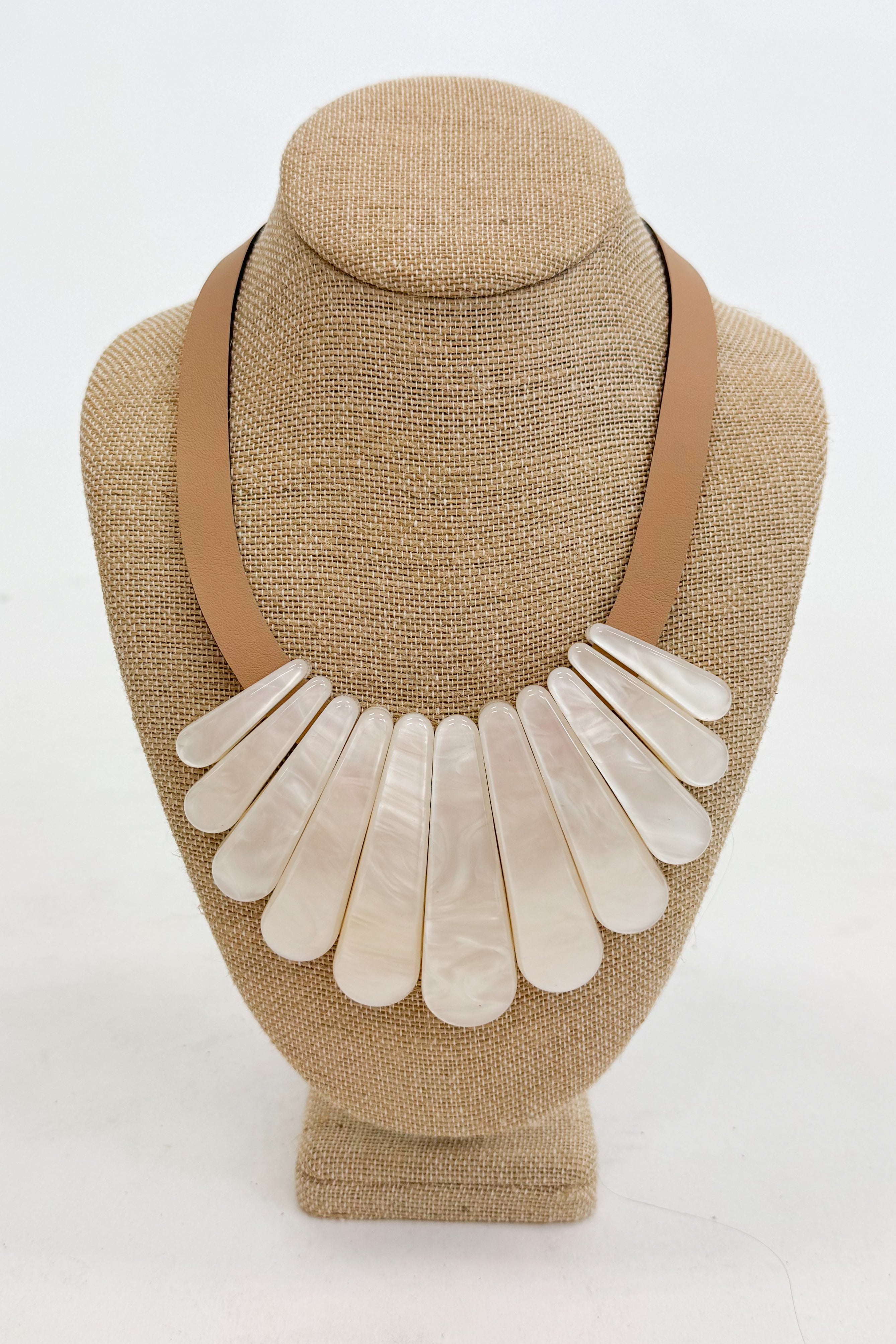Angel Multi Acetate Bar And Leather Necklace