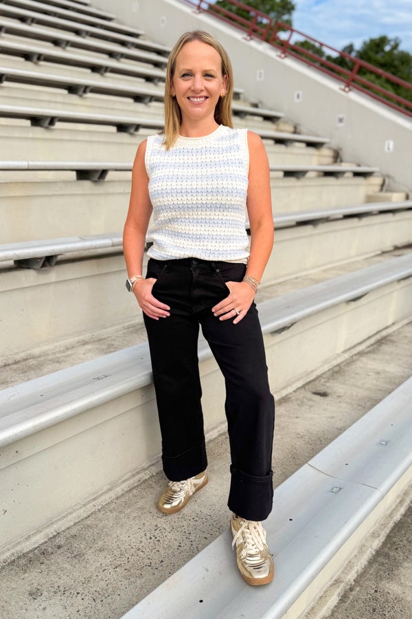 Touchdown Territory Blue & Cream Striped Sweater Tank