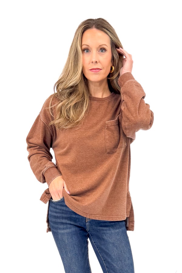 Bonfire Nights Chestnut Pocket Detail Sweatshirt