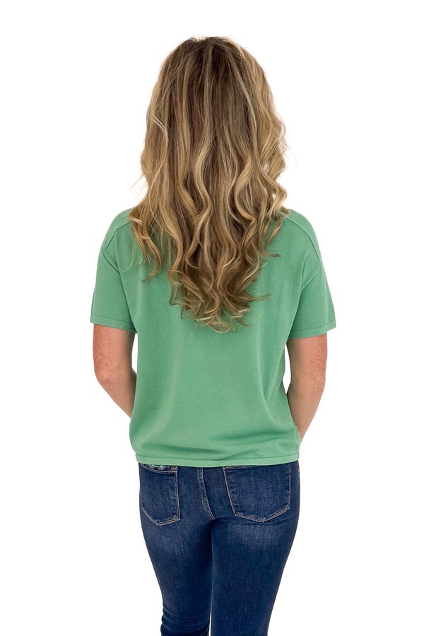 Airplane Mode Dark Sage V-Neck Top