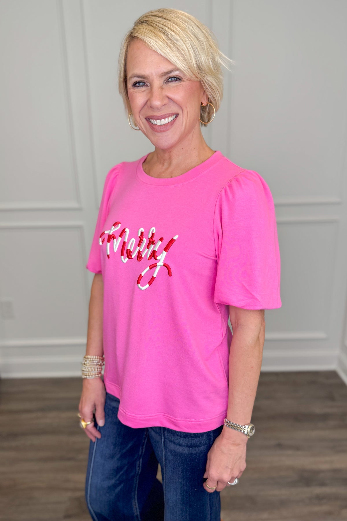 Tina Merry Corded Puff Sleeve Top