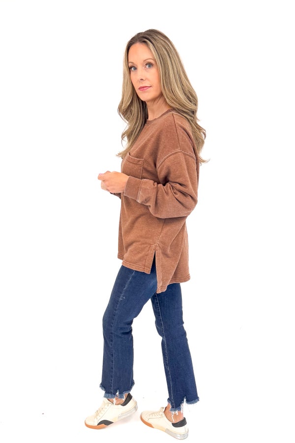 Bonfire Nights Chestnut Pocket Detail Sweatshirt