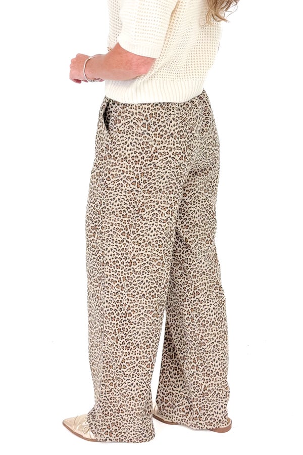 KIRA LEOPARD WIDE LEG PANTS