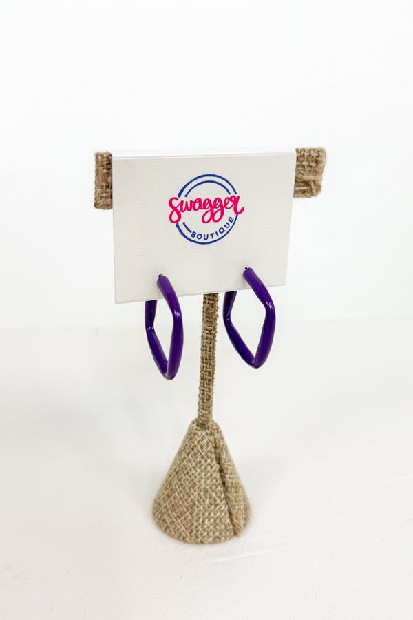 Gracen Purple Enamel Square Hoops