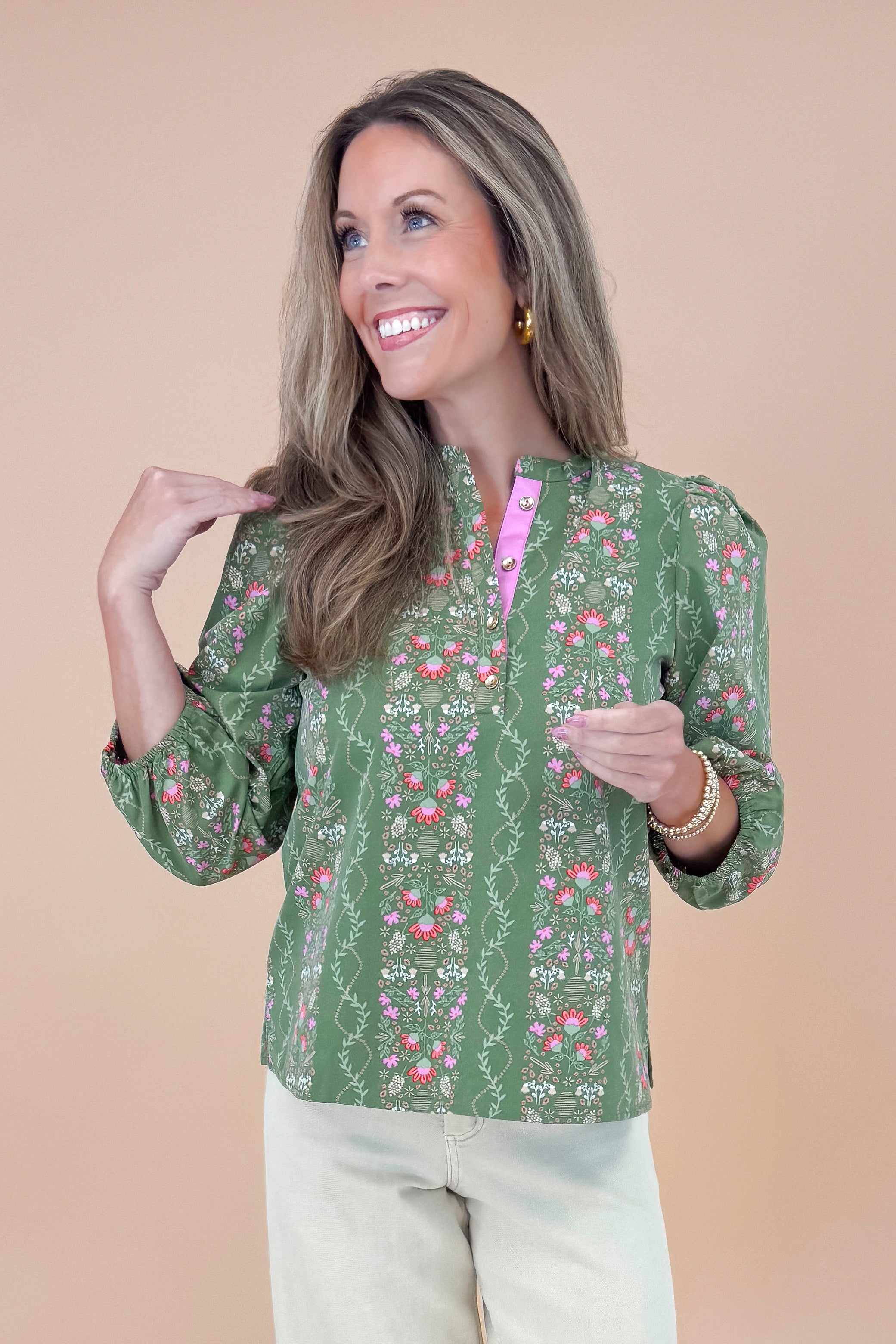 Lane Vineyard Top In Green Ivy