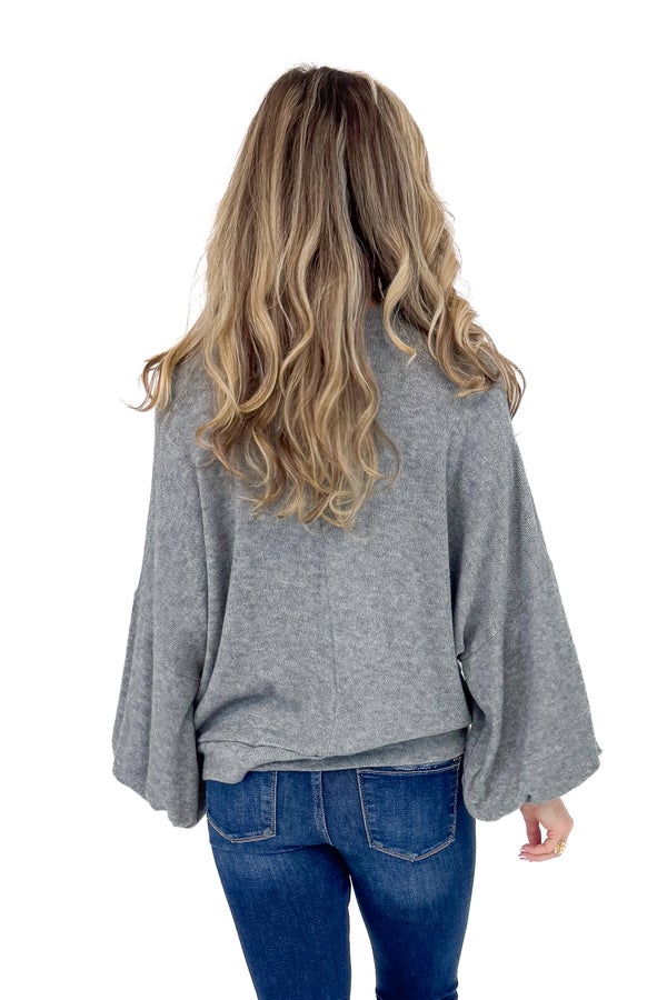 Grey Bubble Sleeve Top