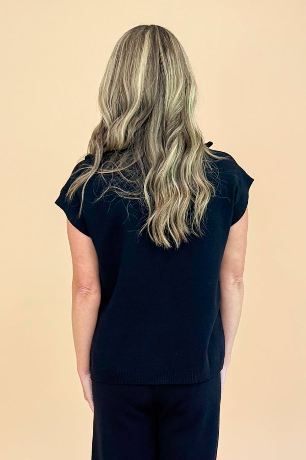 Change Of Pace Black 1/4 Zip Knit Top