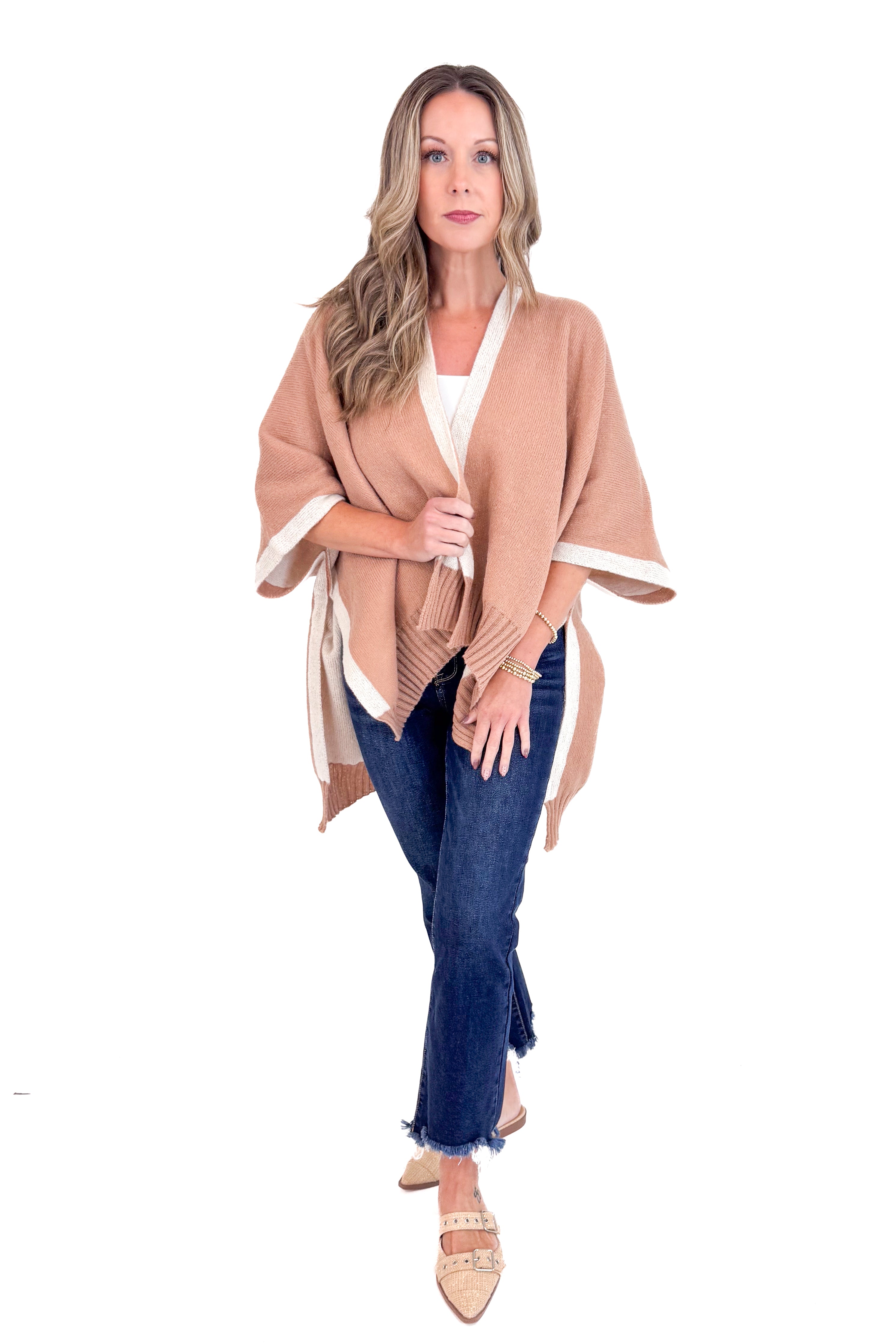Bringham Tan Reversable Poncho by MudPie