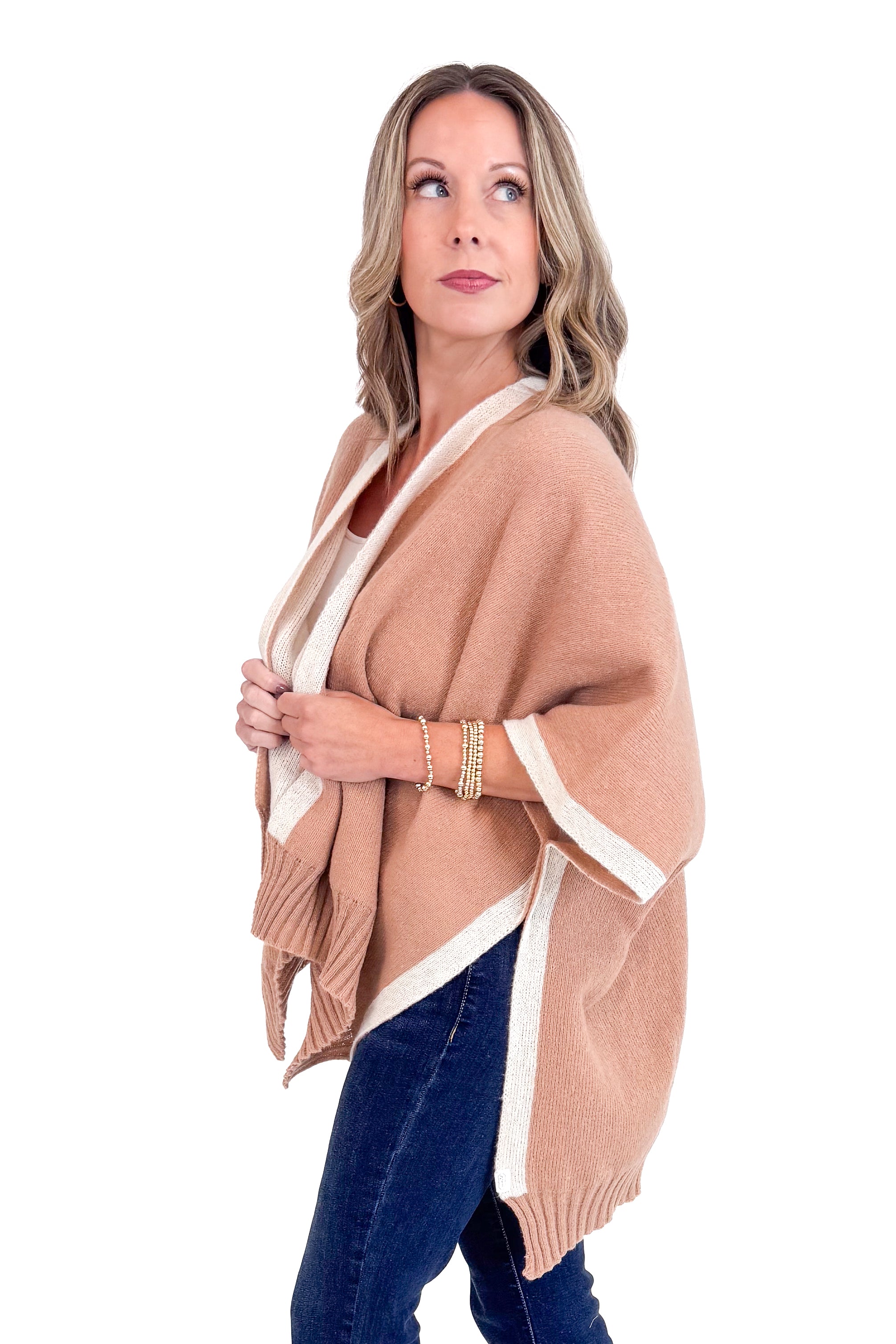 Bringham Tan Reversable Poncho by MudPie