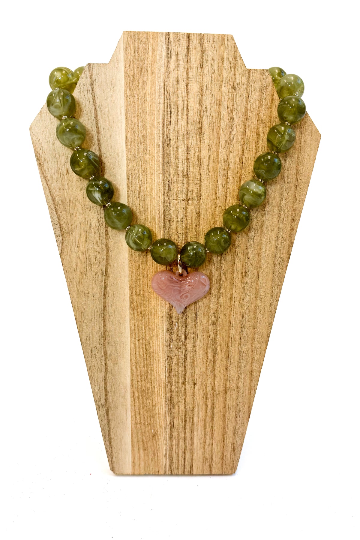 Erika Puffy Heart & Marble Ball Necklace