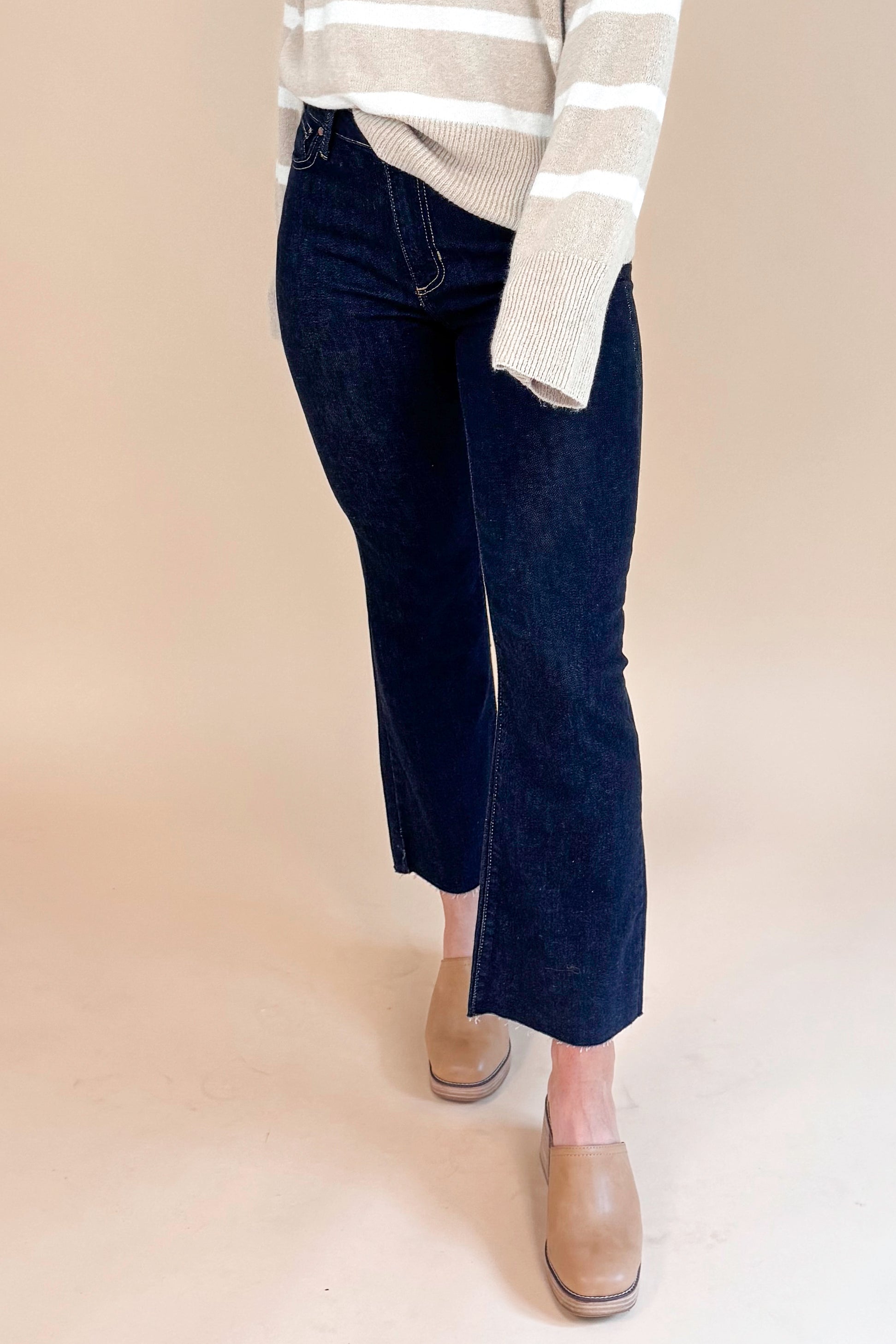 Carmen Super Dark Denim Kick Crop Jeans by Just Black Denim