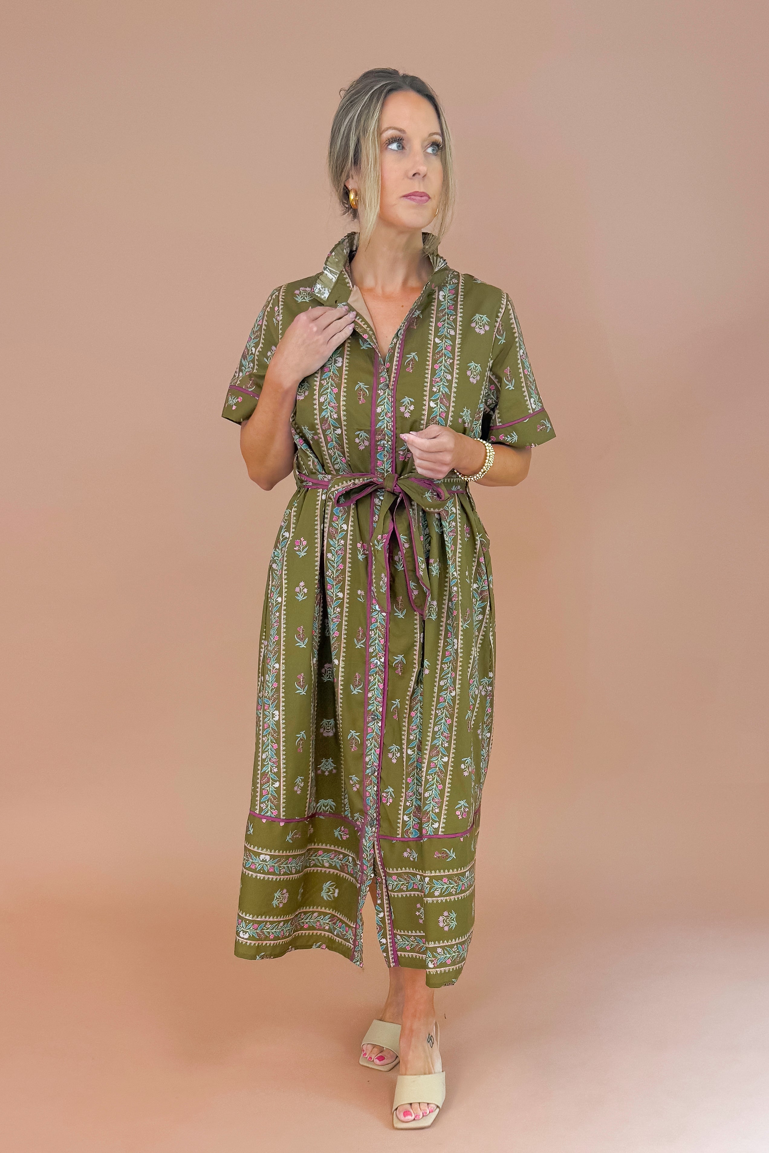 Best Of Both Worlds Brown & Purple Floral Printed Midi Dress