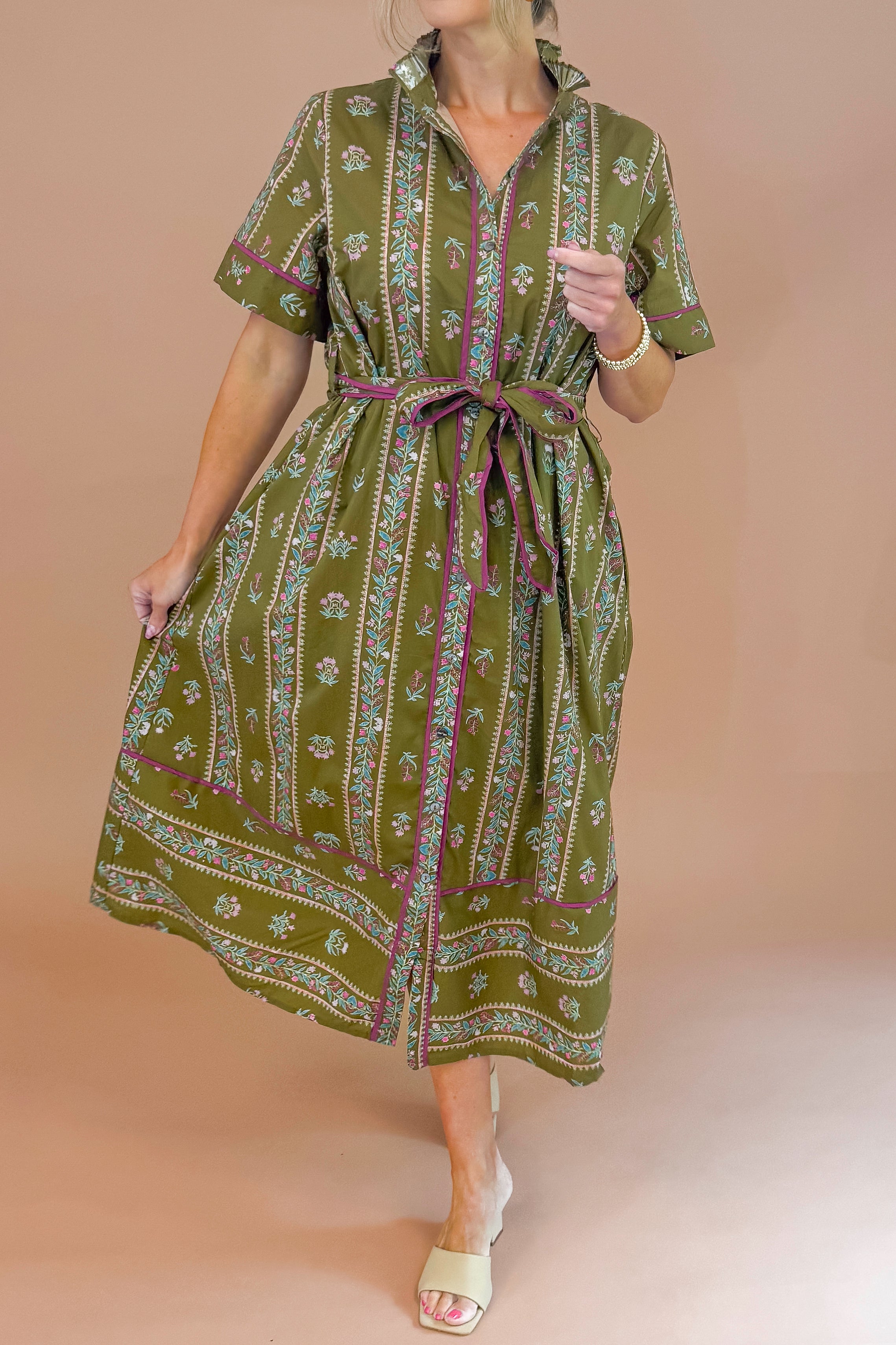 Best Of Both Worlds Brown & Purple Floral Printed Midi Dress