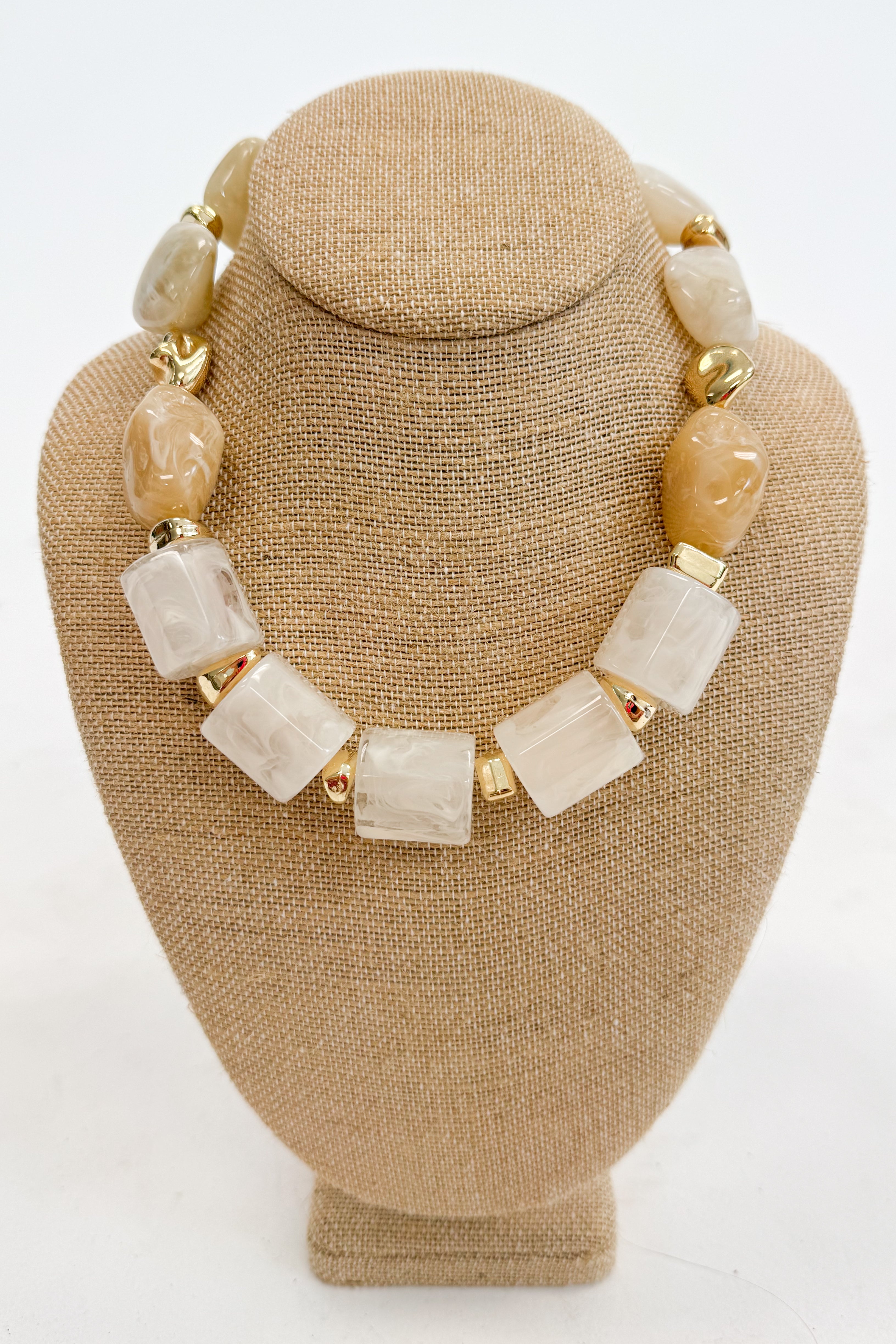 Gracen Marble Pebble And Tube Necklace