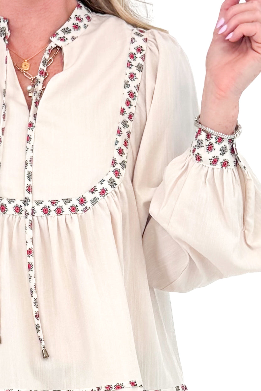 Daily Drip Ecru Floral Lined Top by Entro