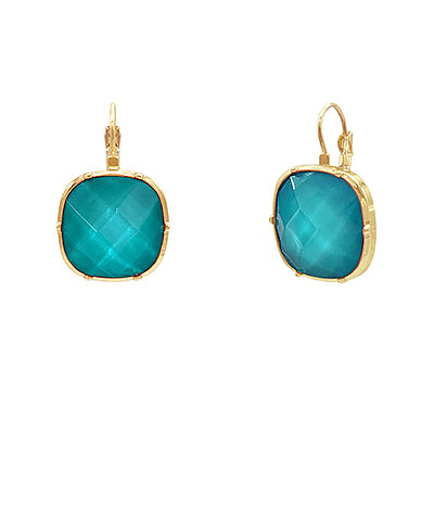 Square Stone Drop Earrings