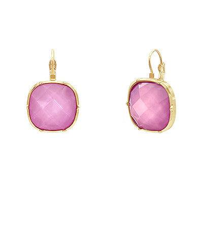 Square Stone Drop Earrings