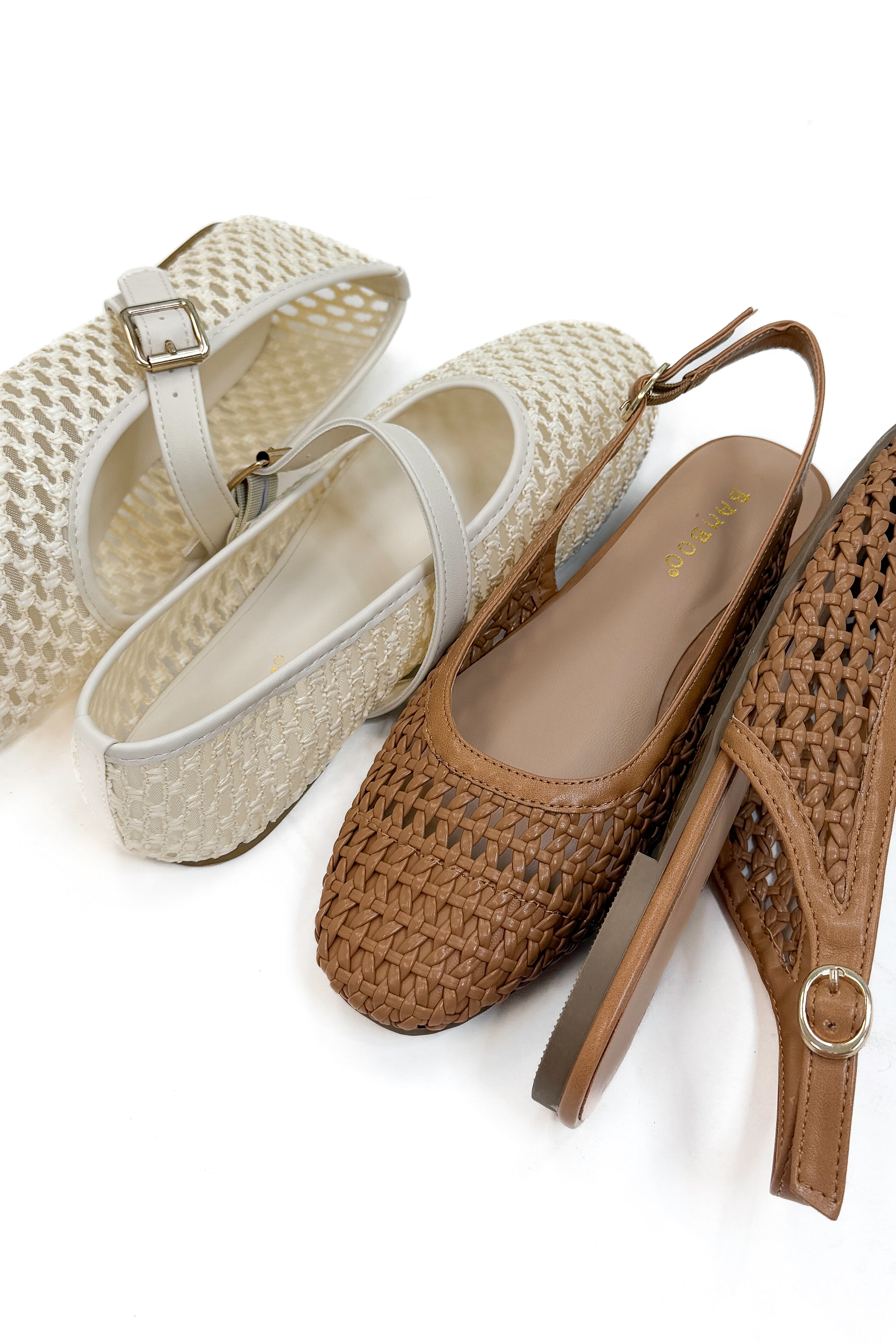 Caring- Tan Woven Slingback Flats