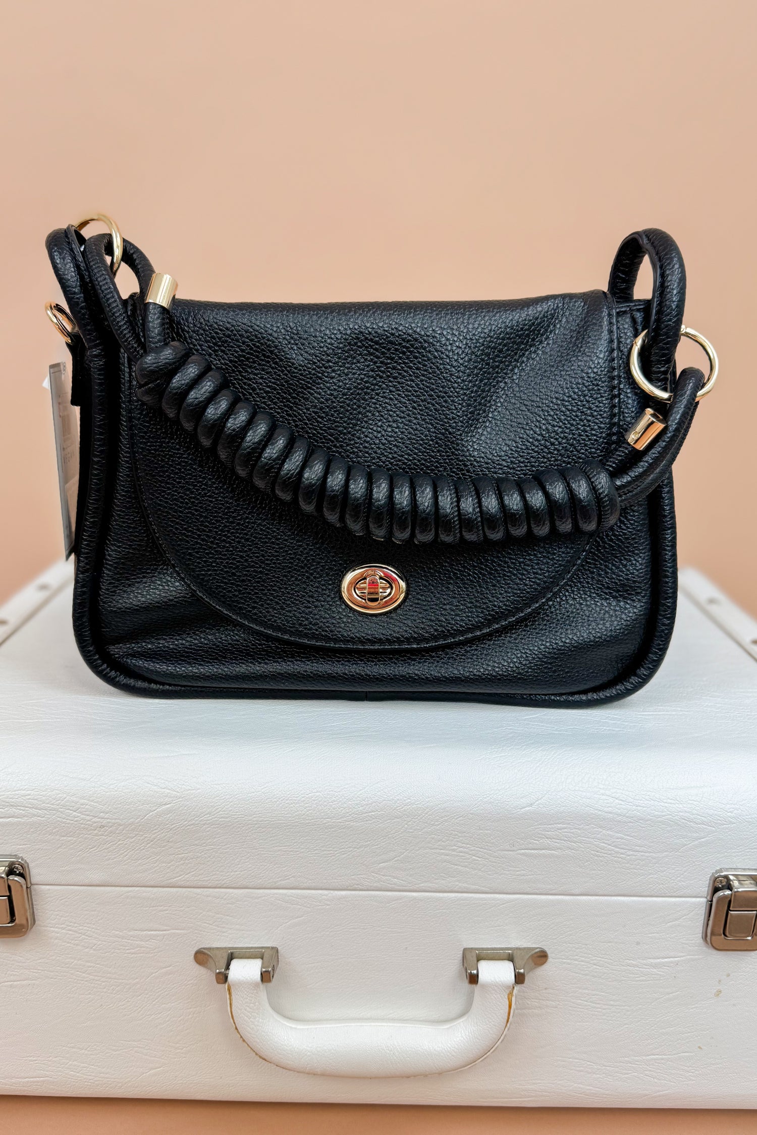 Black Effie Twist Lock Satchel Bag