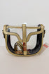 Clear blag with gold accents on a white background