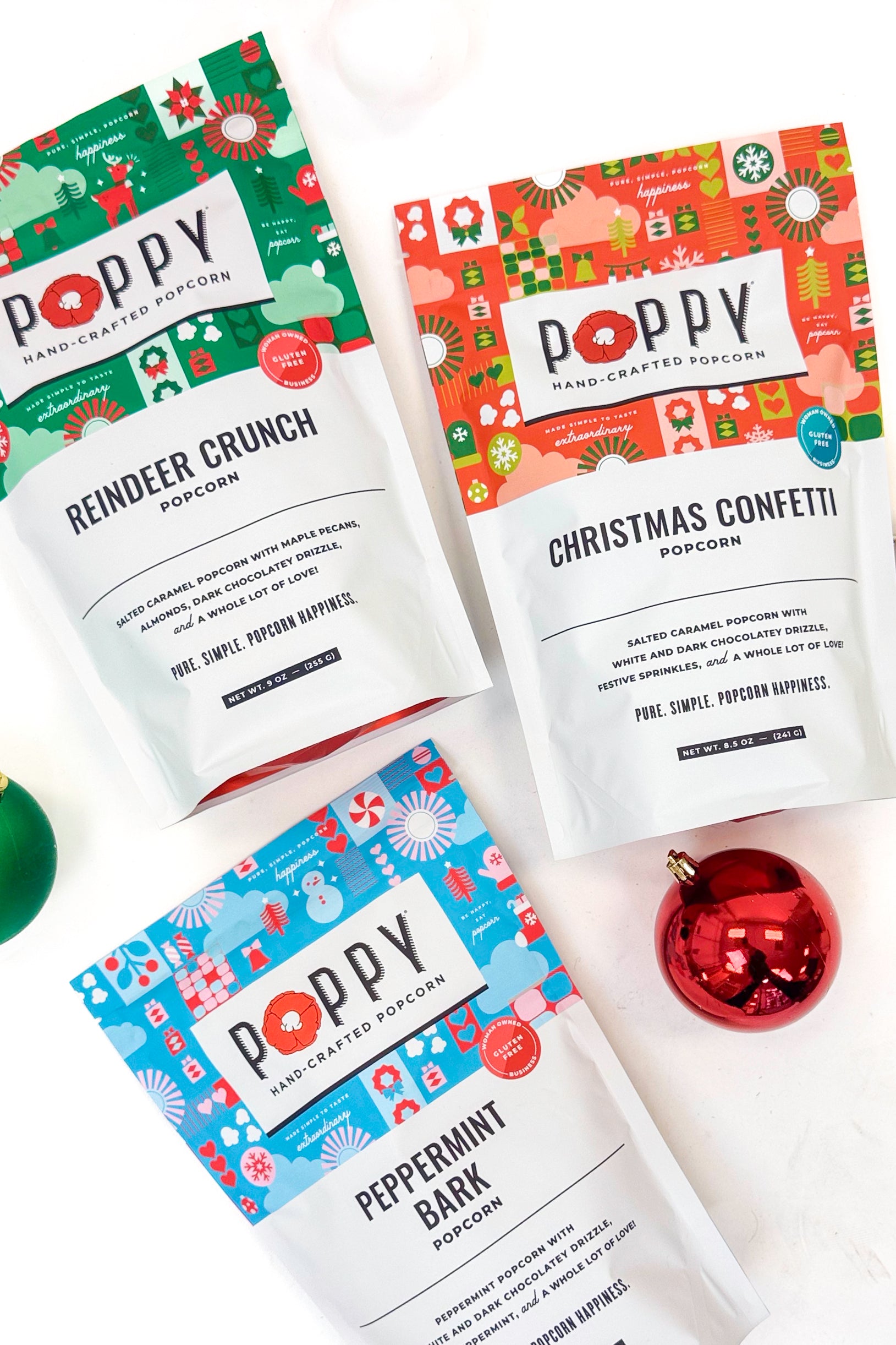 Poppy holiday market bags and decor