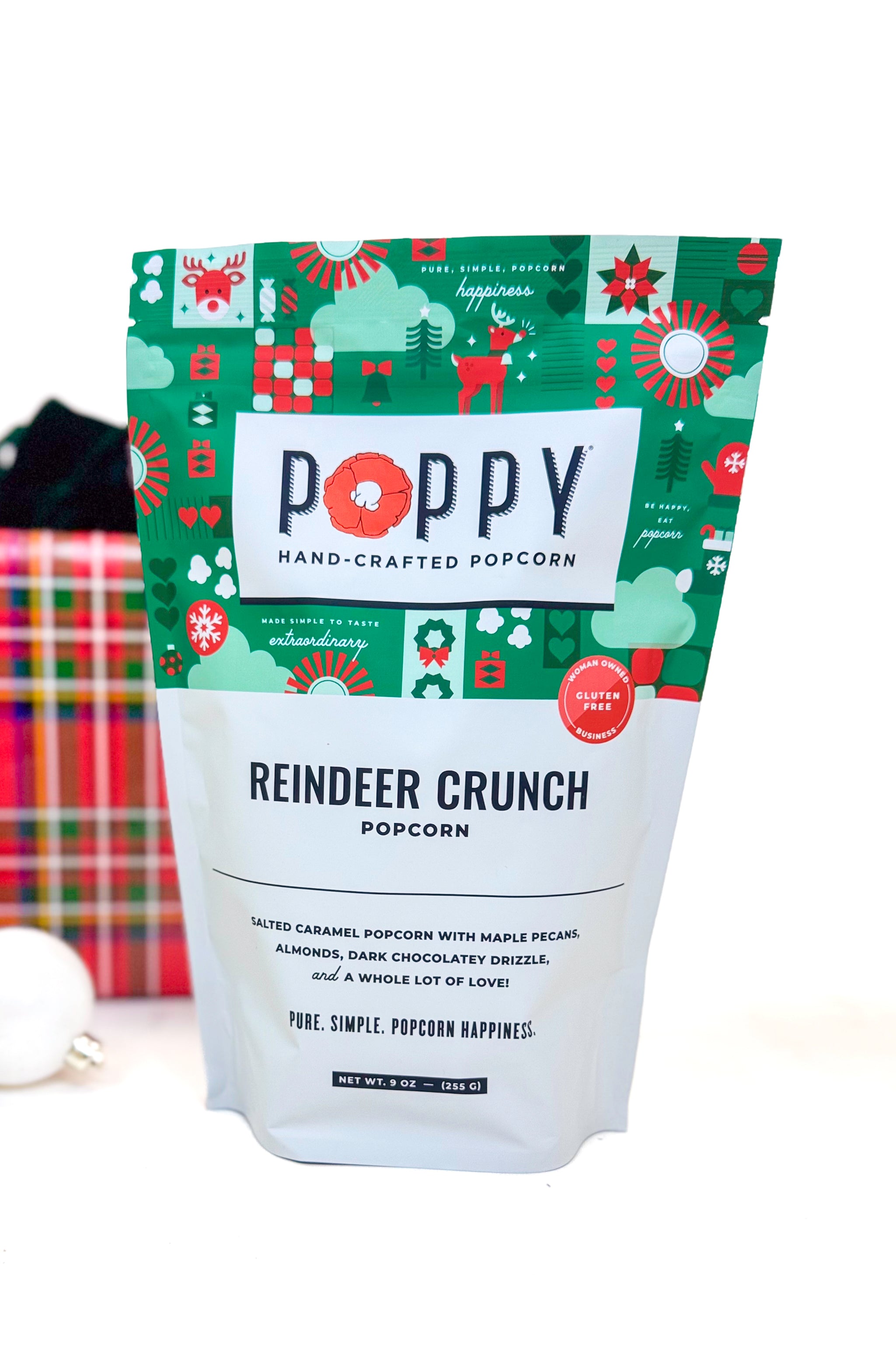 Poppy Popcorn Reindeer Crunch market bag.