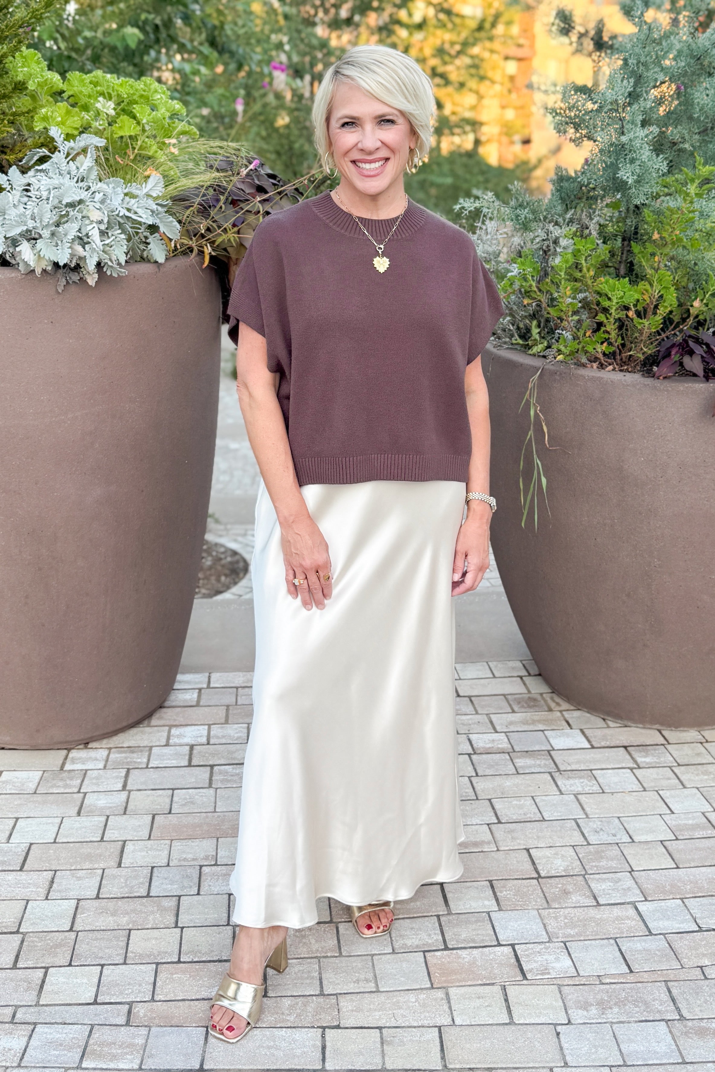 Bestie Approved Champagne Satin Maxi Skirt