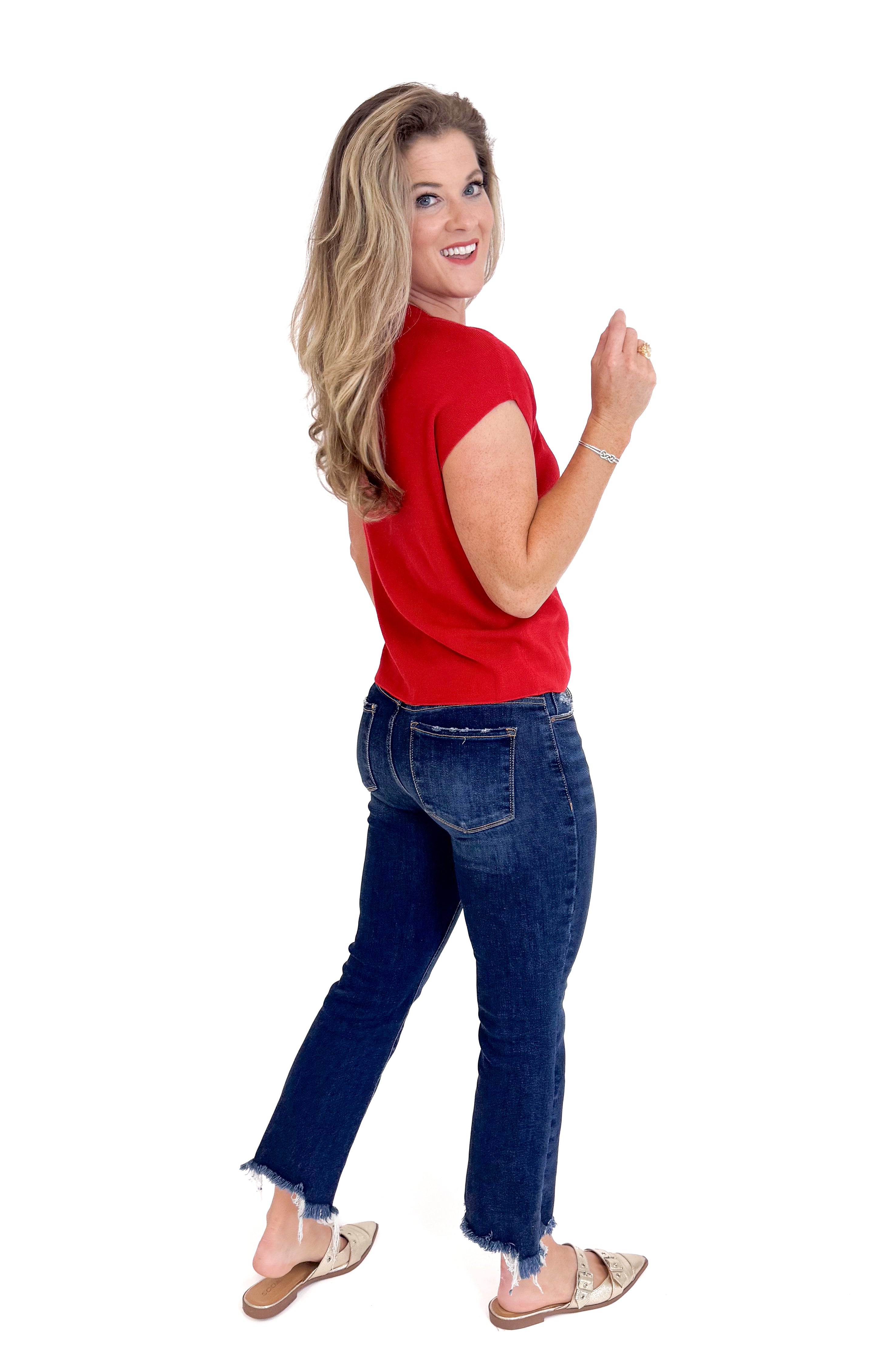 Ready To Rock Red Cap Sleeve Sweater