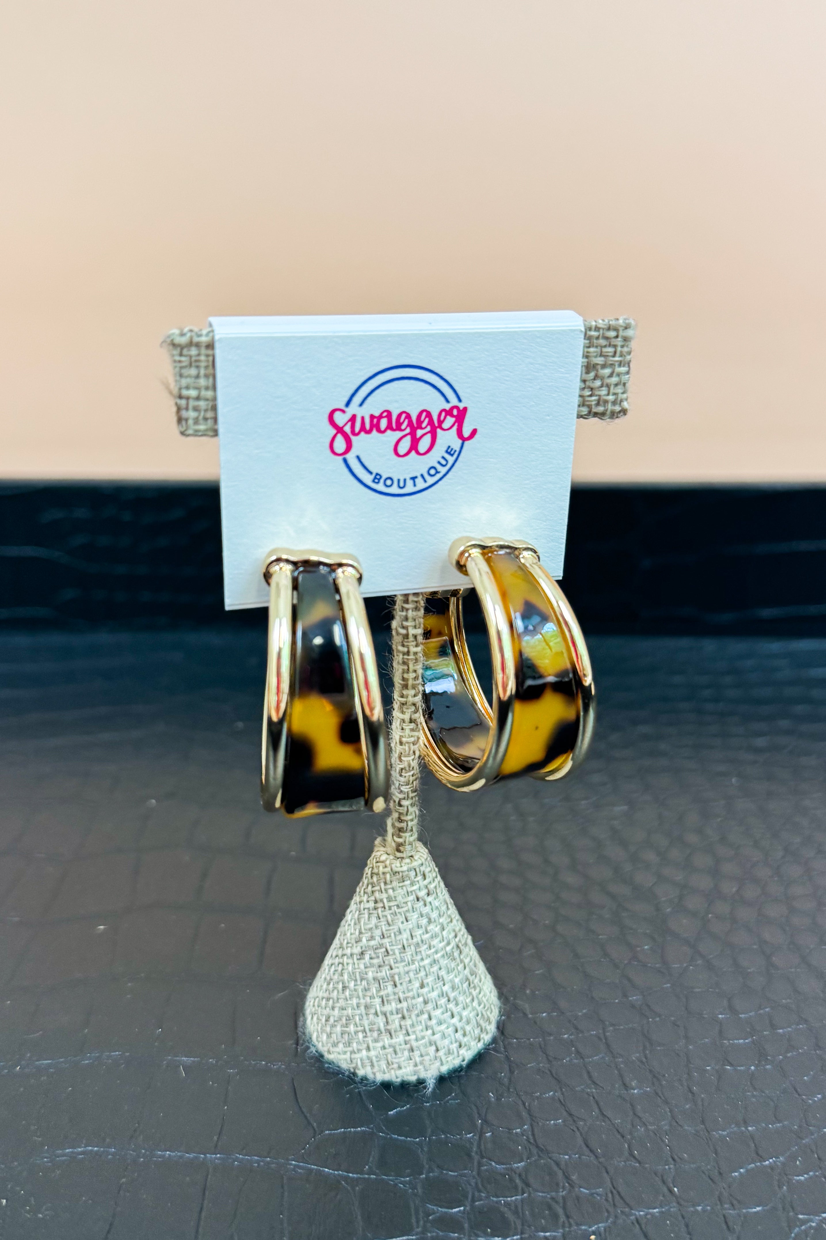 Sienna Gold and Tortoise Gradual Acetate 1.5" Hoops
