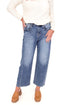 Katie medium wash adjustable waist barrel jeans by Risen - front view on model