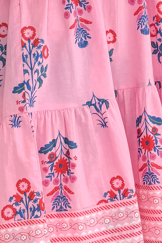 Fabric view of Pink Printed Sarajane Sleeveless Dress by MudPie