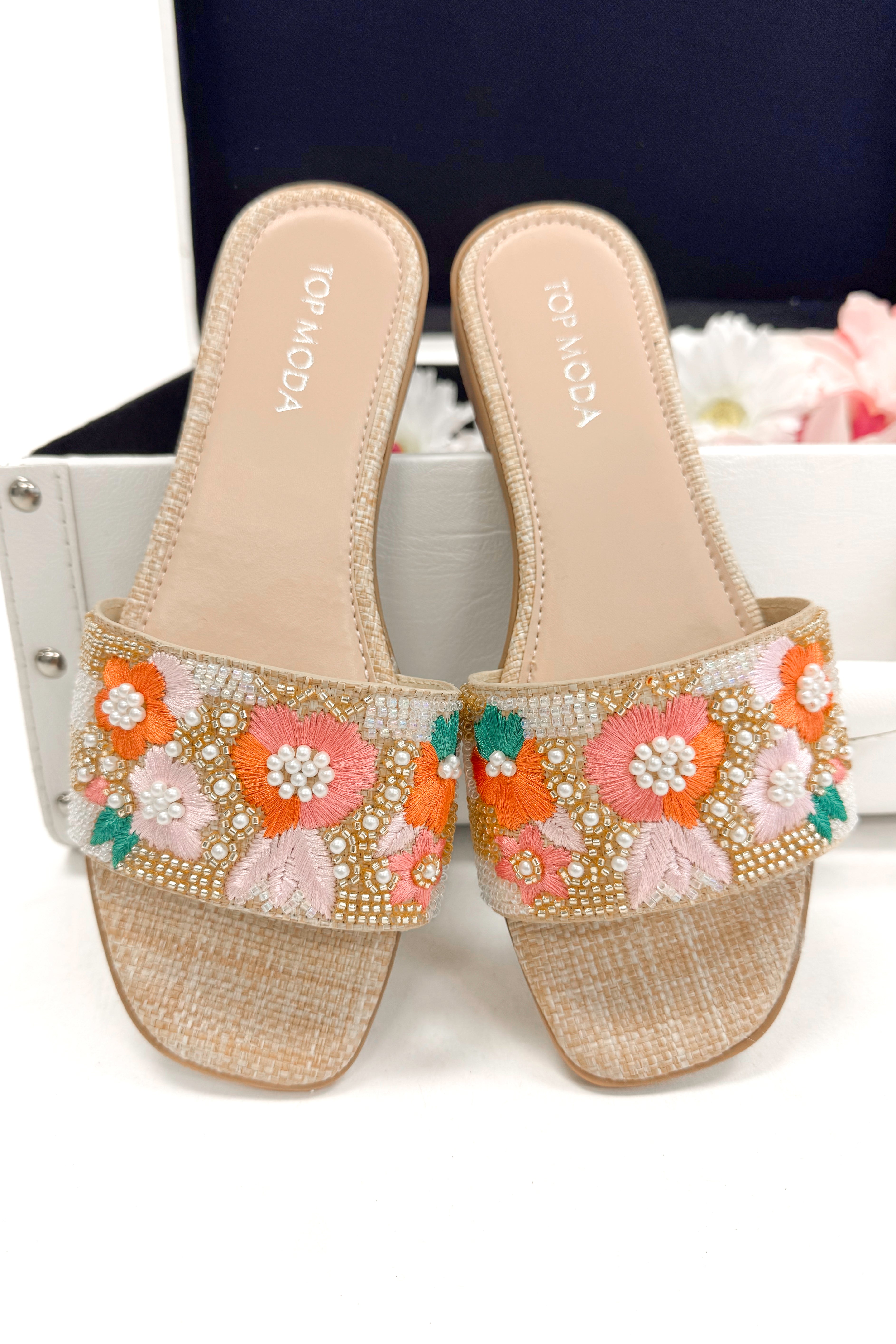Rae- Multi Floral Beaded Sandals