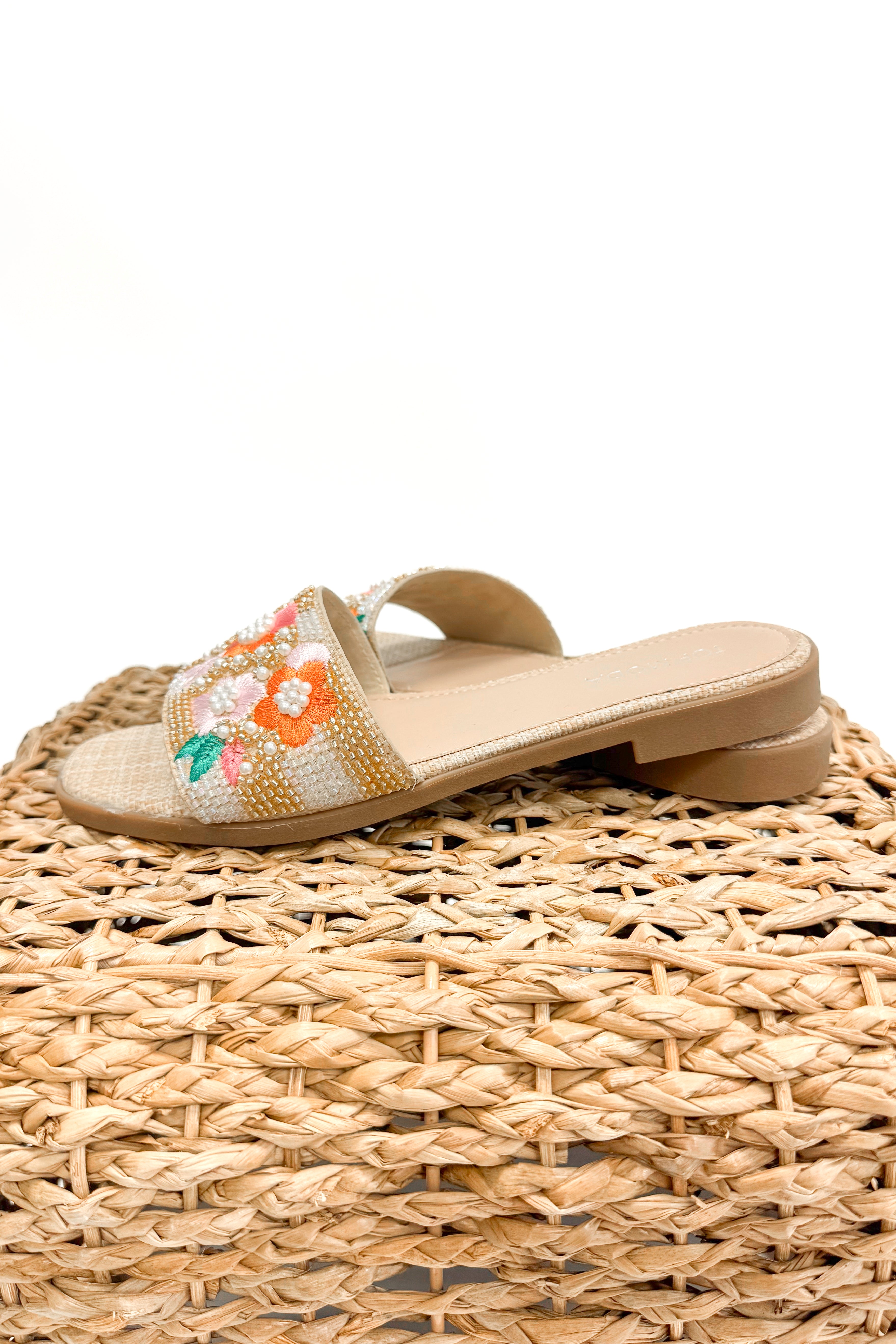 Rae- Multi Floral Beaded Sandals side view