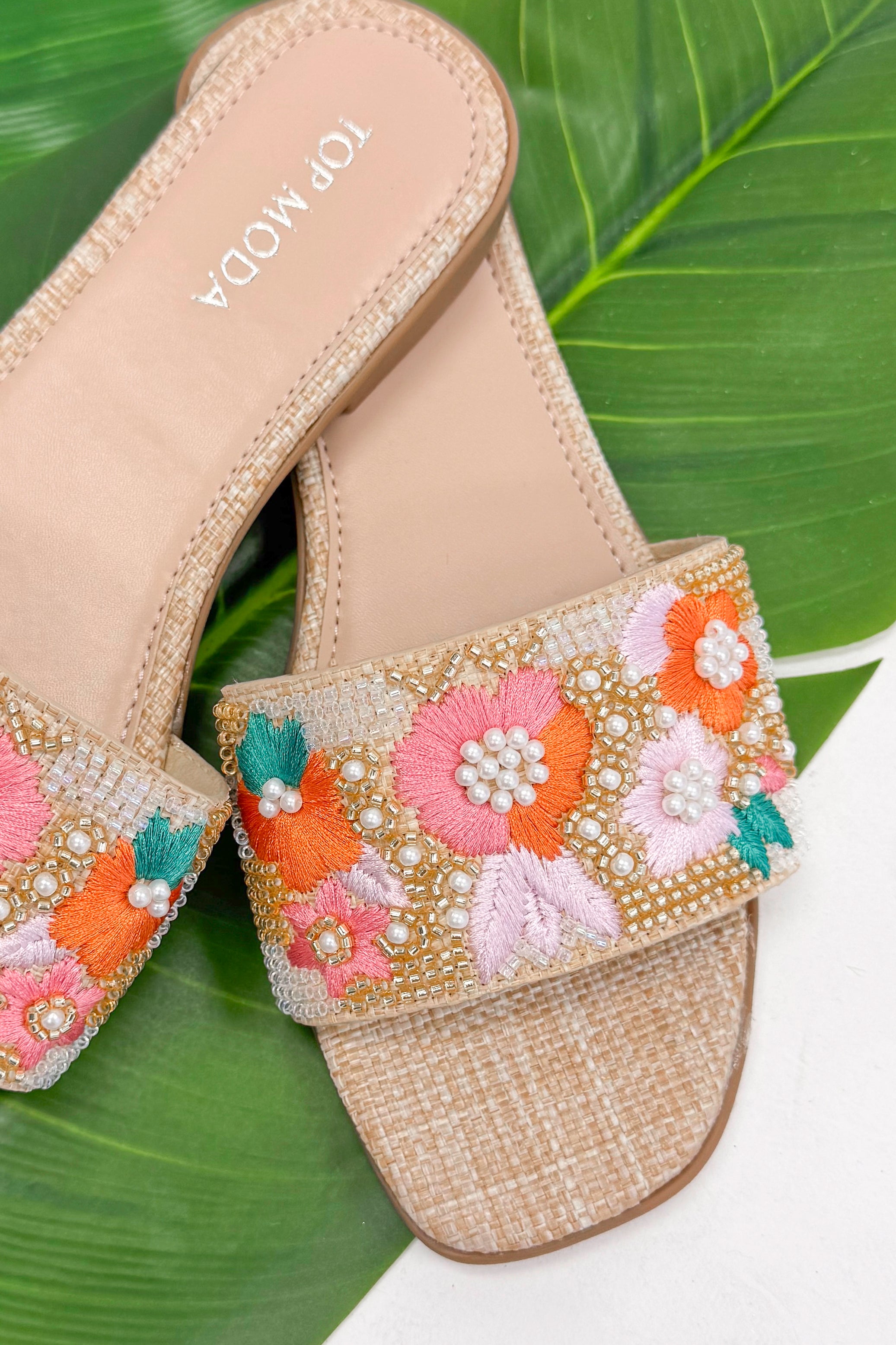 Rae- Multi Floral Beaded Sandals