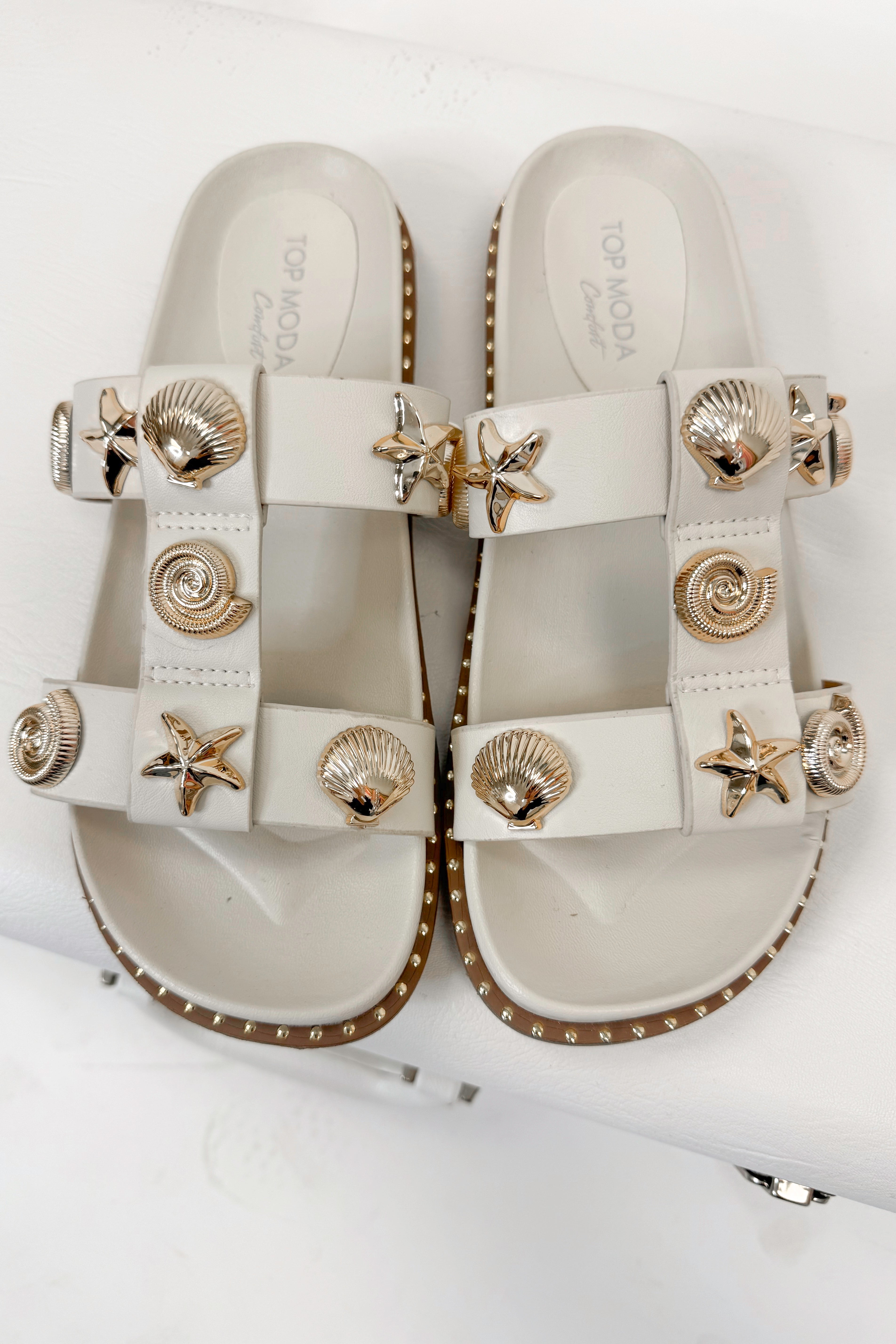 Sailor- Ivory Shell Stud Sandals
