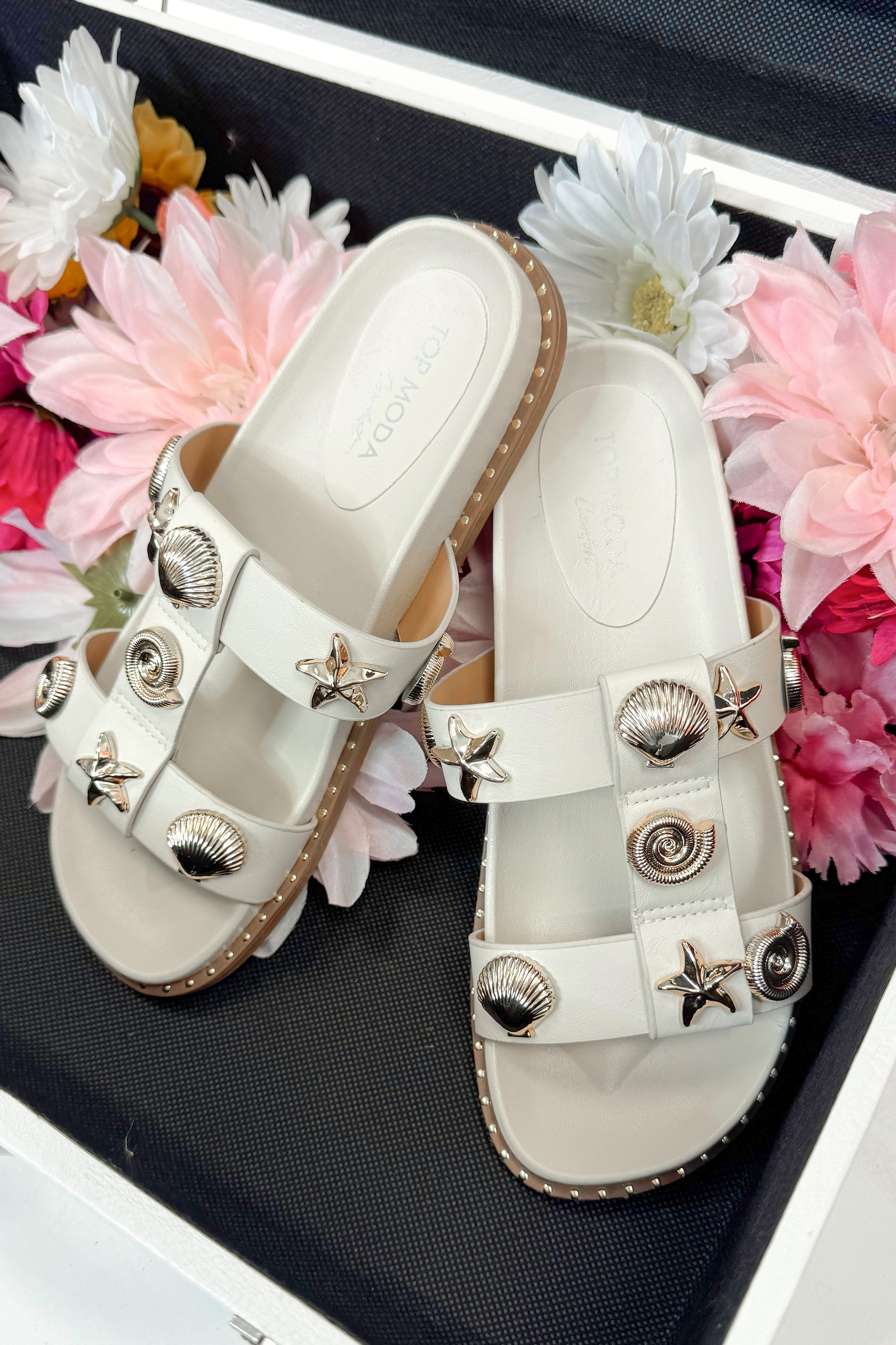 Sailor- Ivory Shell Stud Sandals