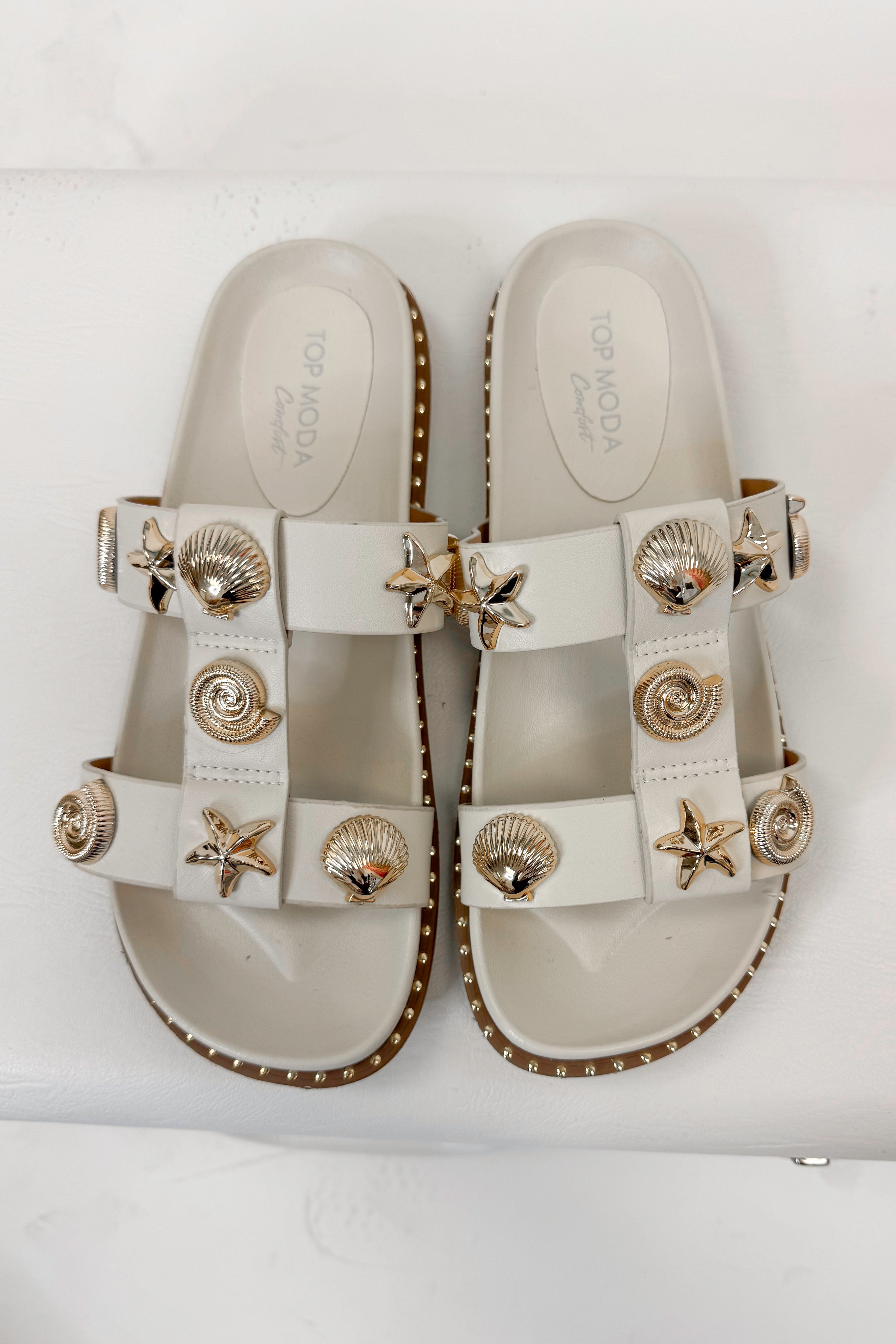 Sailor- Ivory Shell Stud Sandals