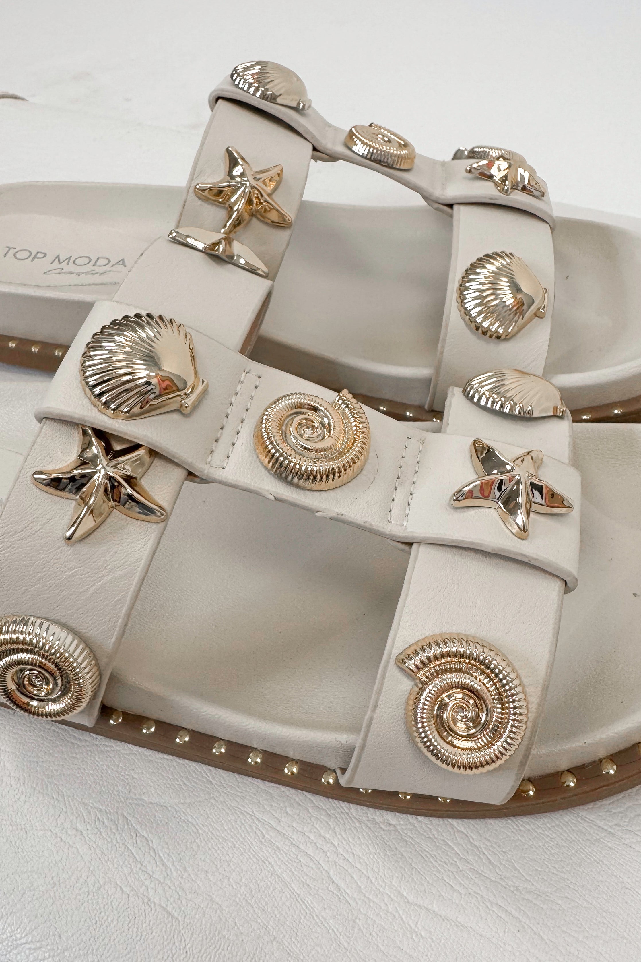 Sailor- Ivory Shell Stud Sandals