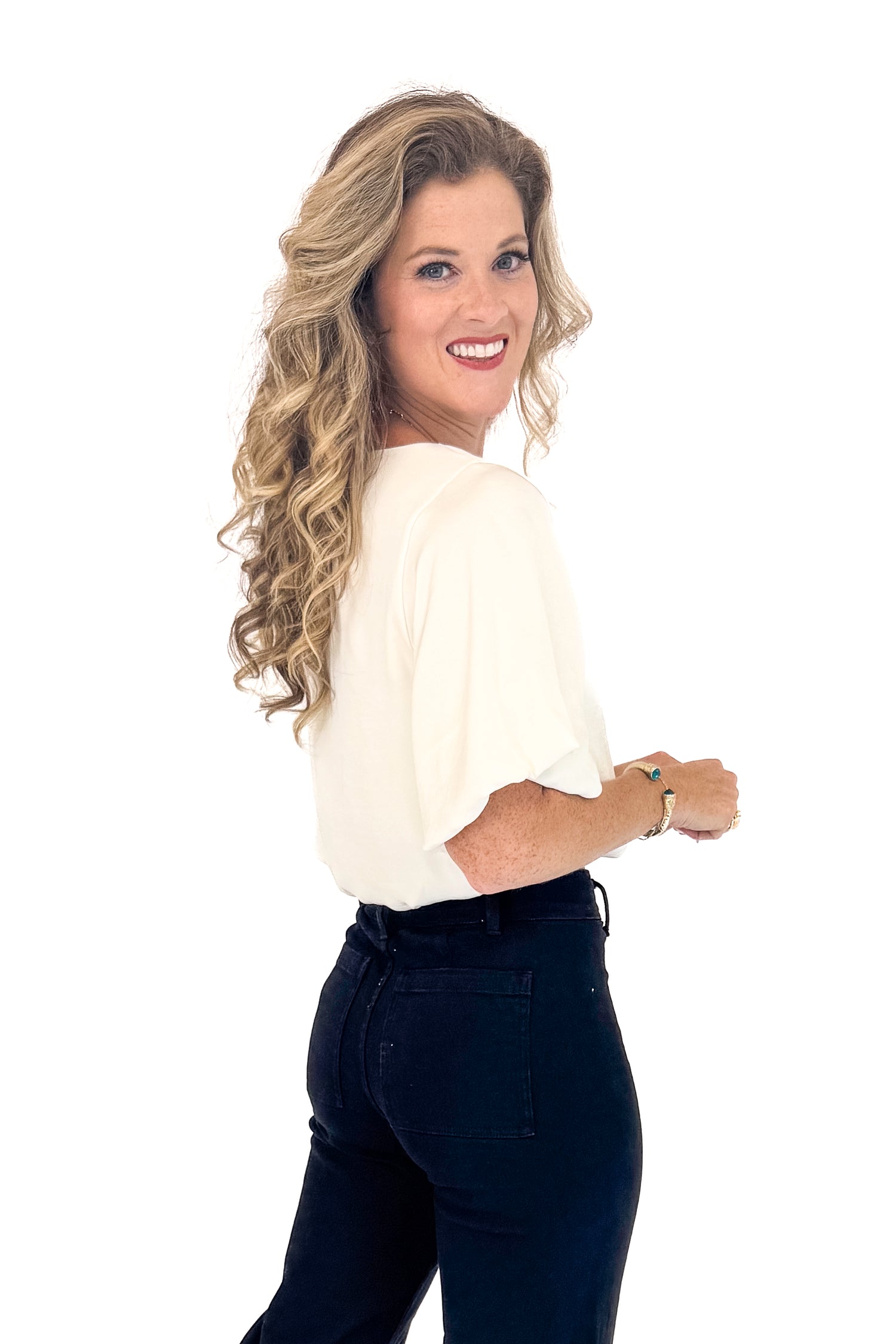 Call Me When You Land Ivory Bubble Hem Satin Top