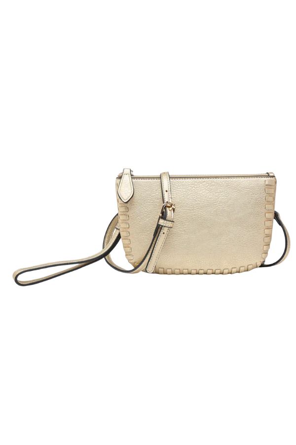 Beige handbag with a strap on a white background