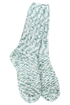 Pair of green and white marbled socks on a white background
