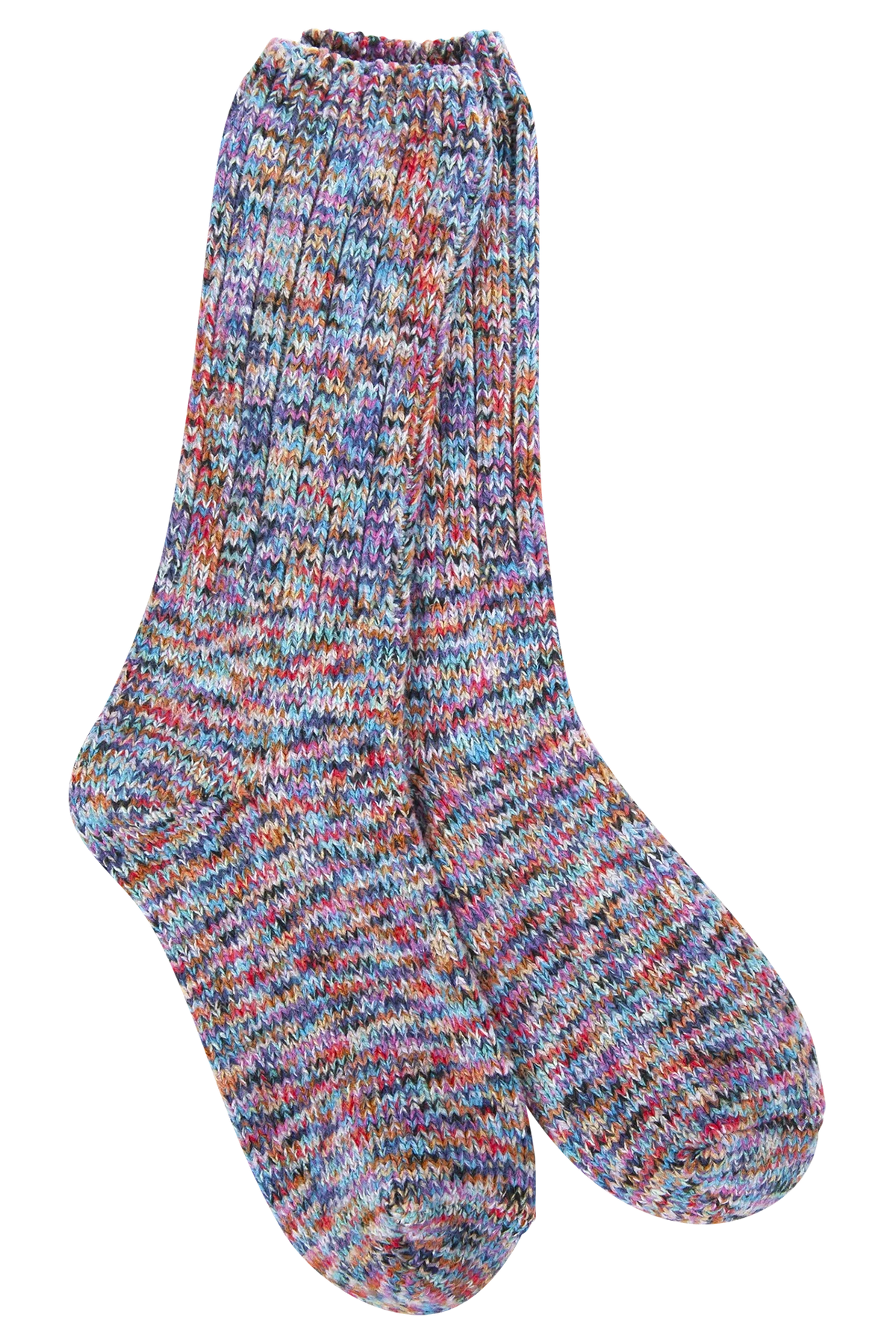 Multicolored sock on a white background