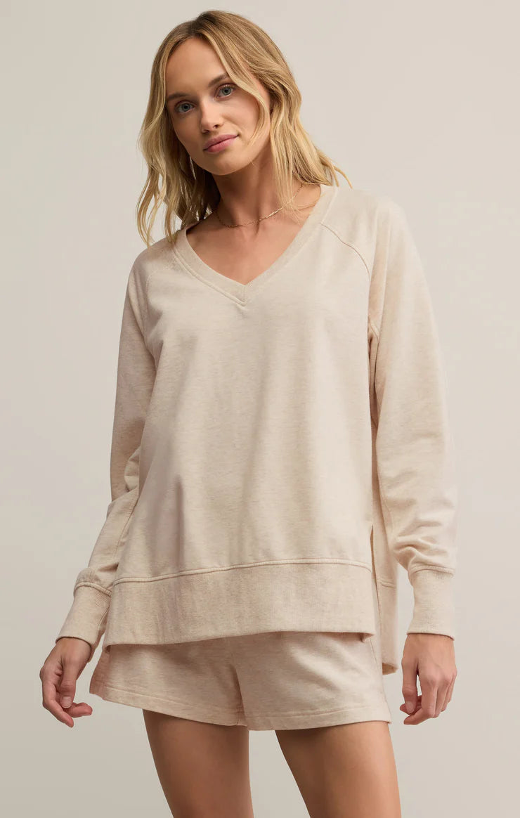 Weekender V-Neck In Light Oatmeal by Z-Supply