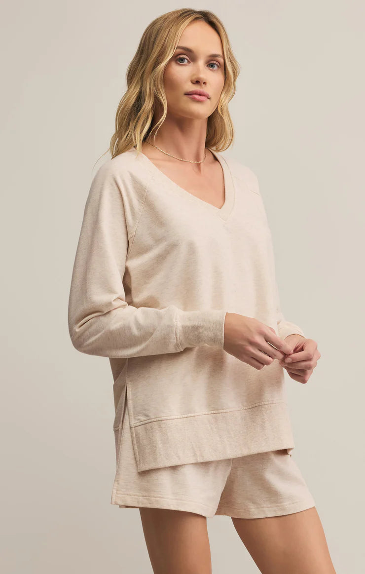 Weekender V-Neck In Light Oatmeal by Z-Supply