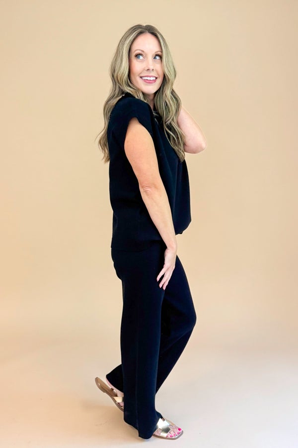 Change Of Pace Black 1/4 Zip Knit Top