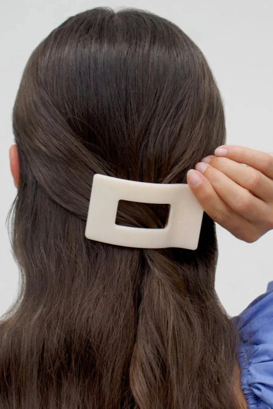Almond Beige Small Rectangle Flat Clip