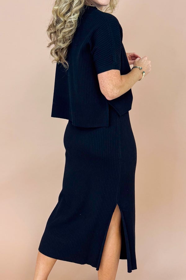 Lucky Streak Black Ribbed Knit Top