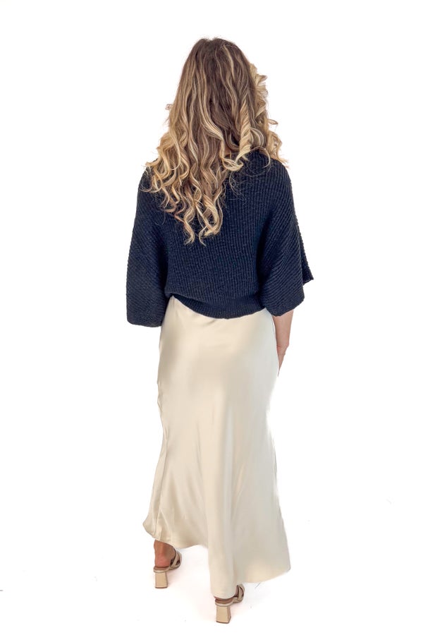 Bestie Approved Champagne Satin Maxi Skirt