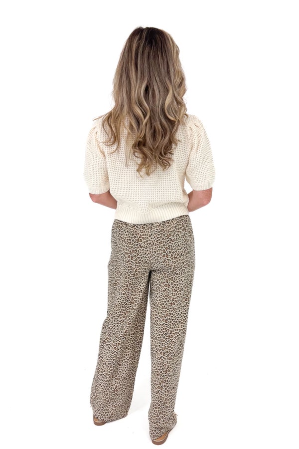 KIRA LEOPARD WIDE LEG PANTS
